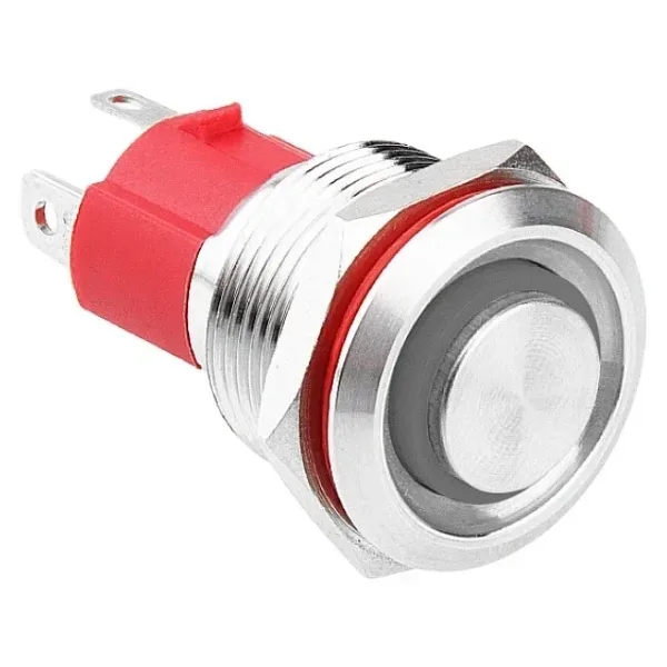 WD19D-G1Z-E 19mm Çıkık Anahtarlı Işıklı Metal Buton - Beyaz