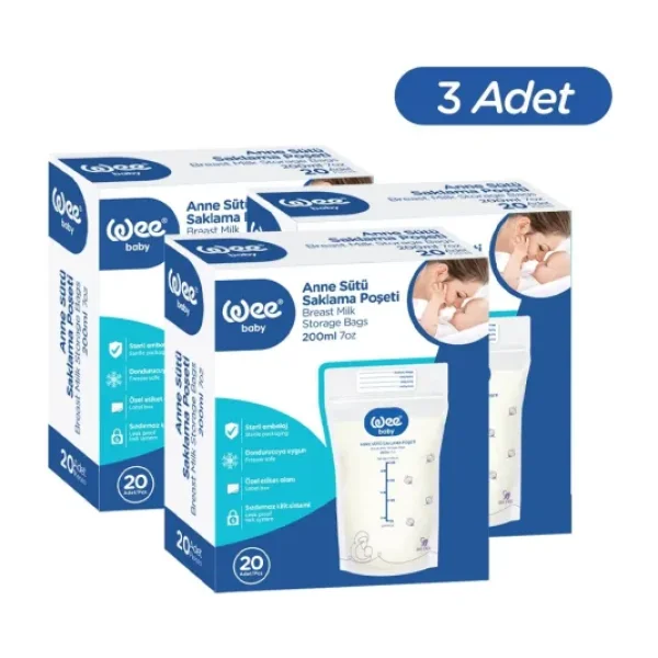 Wee Baby Anne Sütü Saklama Poşeti 200 Ml 20'li X 3 Adet