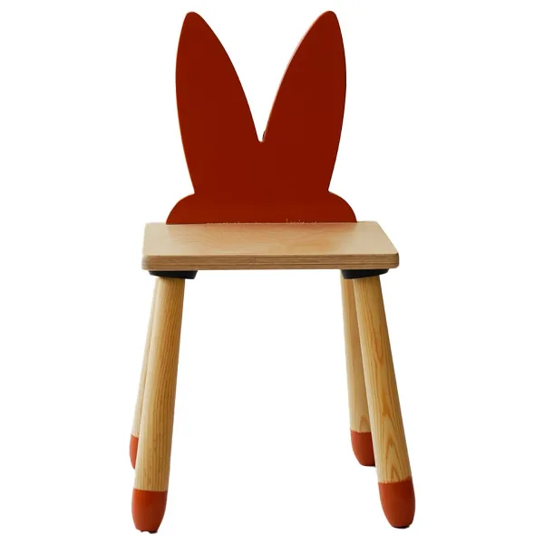 Wood & Joy Doğal Ahşap Renkli Çocuk Sandalye Tavşan - Bej