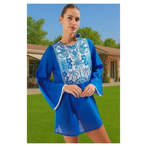 Yazlık Mini Plaj Elbisesi %100 Polyester Vual Kumaş Profesyonel Görünüm Modern Stil Modern Stil