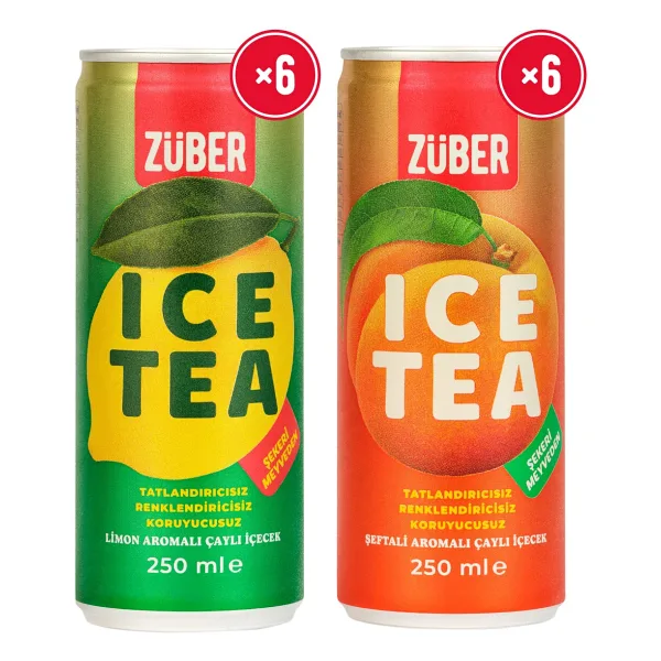 Züber Ice Tea Limon & Şeftali Soğuk Çay 250ml x 12 Adet