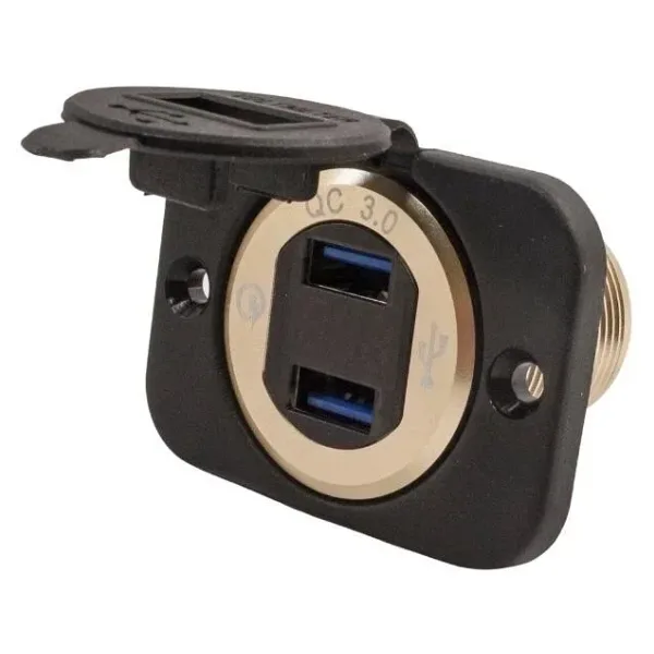 2'li QC3.0 USB Şarj Soket Paneli - Voltaj Göstergeli
