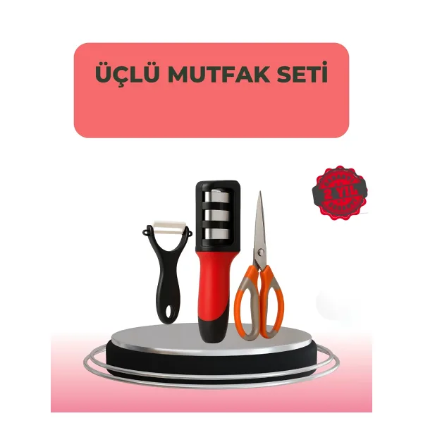 3 Parçalı Çok Fonksiyonlu Mutfak Makas Seti - Paslanmaz Çelik, Ergonomik Tasarım