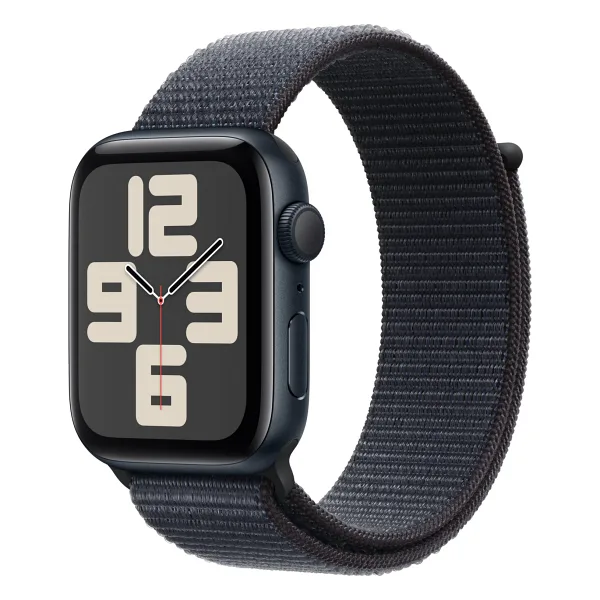 Apple Watch SE 2 2023 GPS 44mm Gece Yarısı Alüminyum Kasa ve Mürekkep Moru Spor Loop Kordon Akıllı Saat