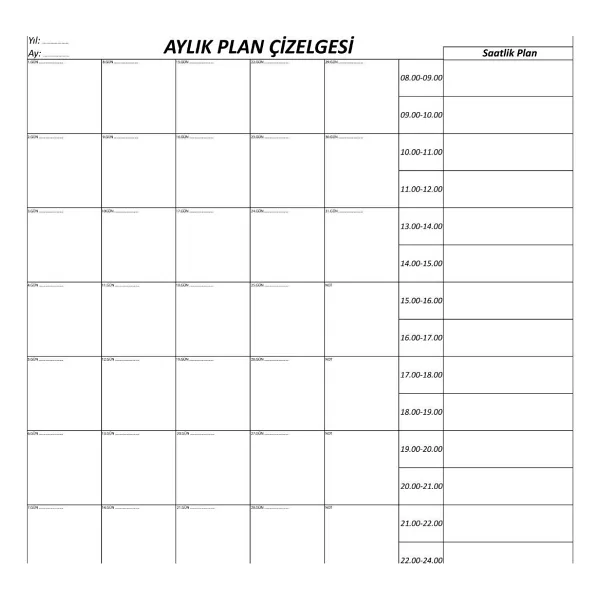 Aylık Planlayıcı Manyetik Duvar Stickerı Takvim Plan Çizelgesi