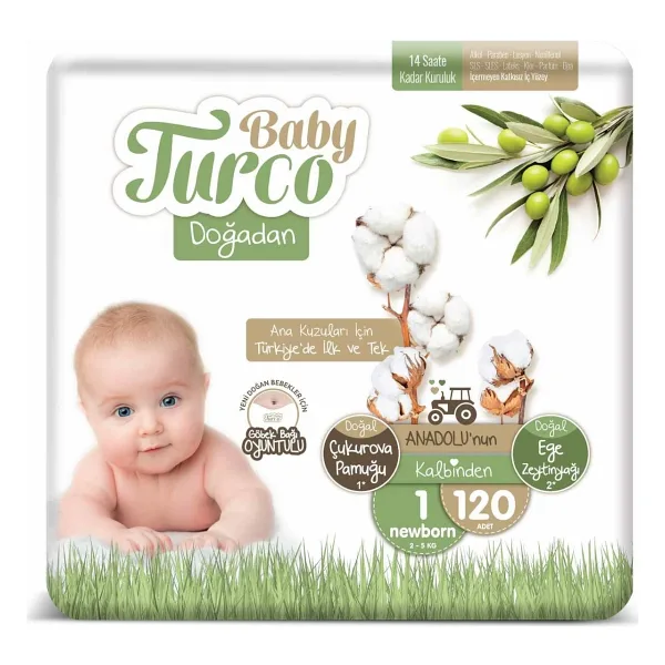 Baby Turco Doğadan 1 Numara Yenidoğan 120'li Bebek Bezi