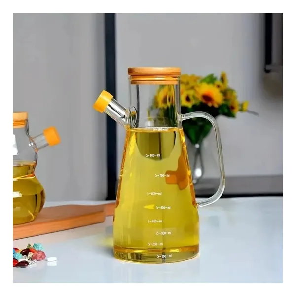 Bambu Kapaklı 900ml Borosilikat Cam Yağlık