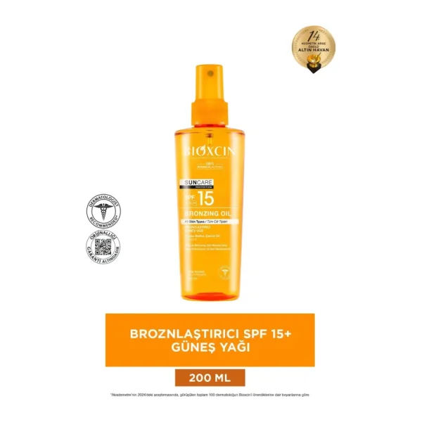 Bioxcin Sun Care 200 ml 15 Faktör Bronzlaştırıcı Yağ