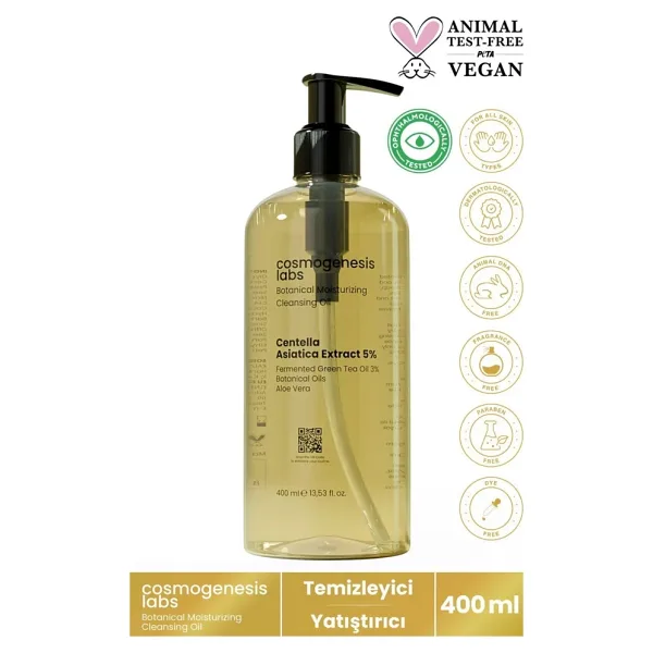 Bitkisel Nemlendirici Cilt ve Makyaj Temizleme Yağı 400ML Vegan Yatıştırıcı Sebum Dengeleyici