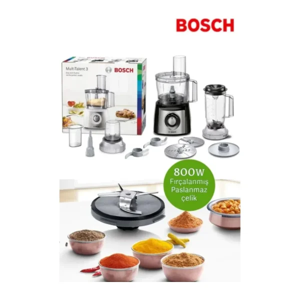 Bosch Çok Fonksiyonlu Mutfak Robotu, Airfry Tepsili, Hızlı ve Kolay Kullanım - Altın - Gri