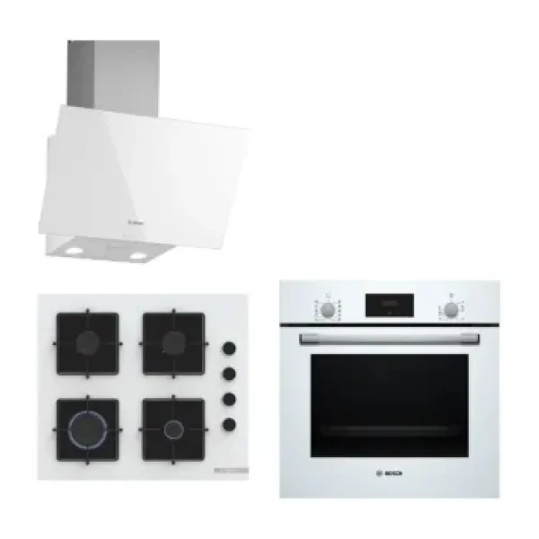 Bosch HBF512BW1T + POP6C2P30O + DWK63PJ20T 3'lü Beyaz Ankastre Set