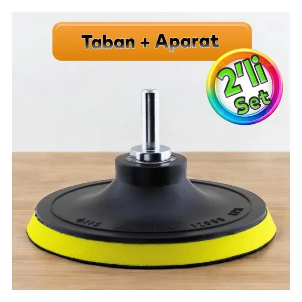 Cırt Zımpara Tabanı 115 Mm Zımparalama Taşlama Sökülebilir M14 Cıvata Matkap Uyumlu + Matkap Aparatı (2'Li Set)