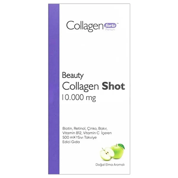 Collagen Forte Platinum Collagen Shot 500ml, 5 Tip Sıvı Kolajen, Biotin, Vitamin B12, C Vitamini, Bakır, Retinol & Çinko