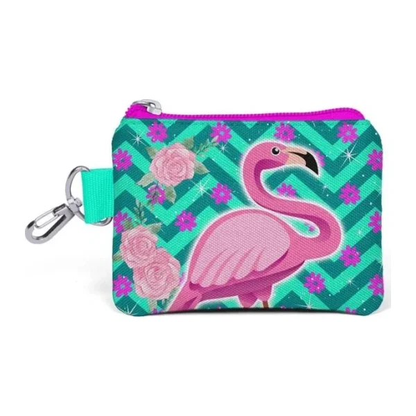 Coral High Kids Su Yeşili Pembe Flamingo Desenli Bozuk Para Çantası 21757