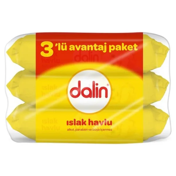 Dalin Islak Mendil 3'lü Paket 168 Yaprak Alkolsüz ve Parabensiz Bebek Temizliği İçin
