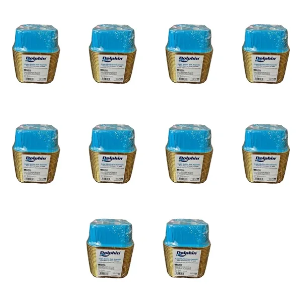 Dolphin Muffin Kare Kağıt Mavi Altın Cupcake Kek Kalıbı Kapsülü Kabı - 25 Adetlik 10 Paket