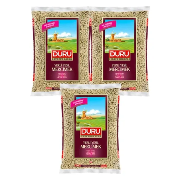 Duru Yeşil Mercimek 1 kg 3'lü