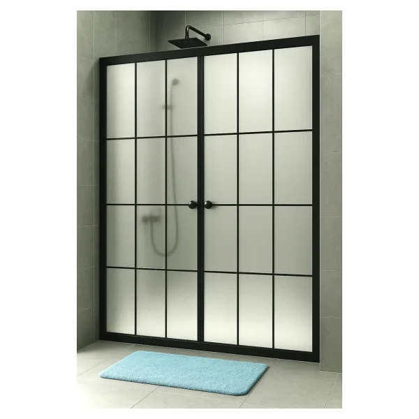 Durul Duşakabin Ön Cephe Siyah Çizgi Komple Buzlu - 103 cm