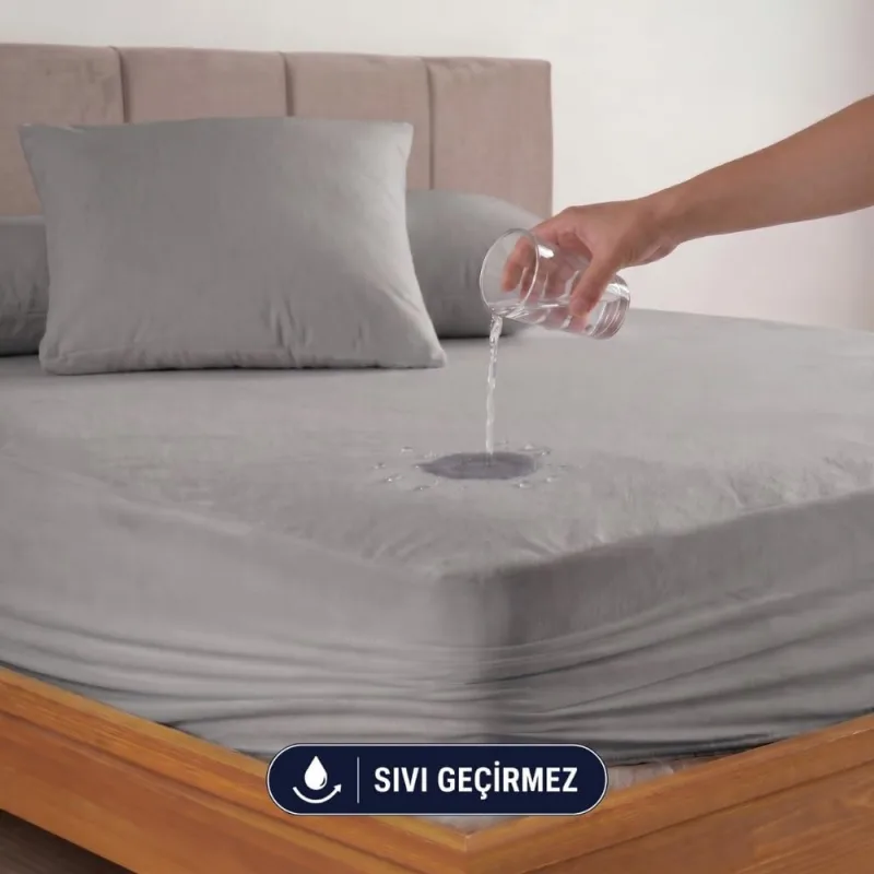 FORMEYA Gri Sıvı Geçirmez Alez - Tek-Çift Kişilik Alez - Mikrofiber Kumaş - Fitted(Yatağı Saran) Alez - Yatak Koruyucu Alez-Çarşaf(150x200)