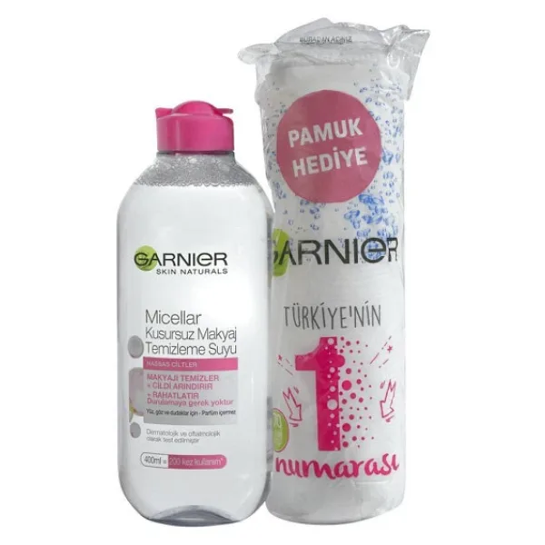 Garnier Micellar Kusursuz Makyaj Temizleme Suyu 400 ml Hassas + 70 li Disc Pamuk