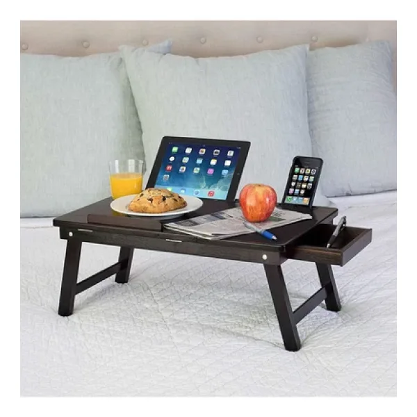 hodbehod Katlanabilir Eğim Ayarlı Ahşap Portatif Tablet Laptop Sehpası Kitap Çalışma Kahvaltı Keyif Masası