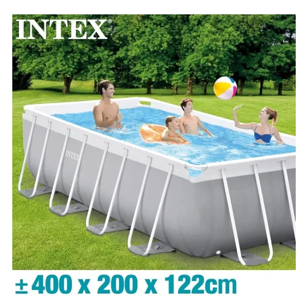 İntex 26790 Dikdörtgen Prefabrik Aile Havuzu 400x200x122cm Merdiven ve 220v Filitreli Set