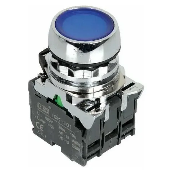 ISM-BW36B5 24V Işıklı Yaylı Metal Buton - Mavi
