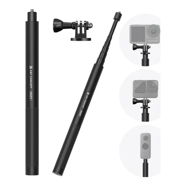 K&F Concept Görünmez Selfie Çubuğu 153 CM Insta360 X3 X4 X5 Uyumlu