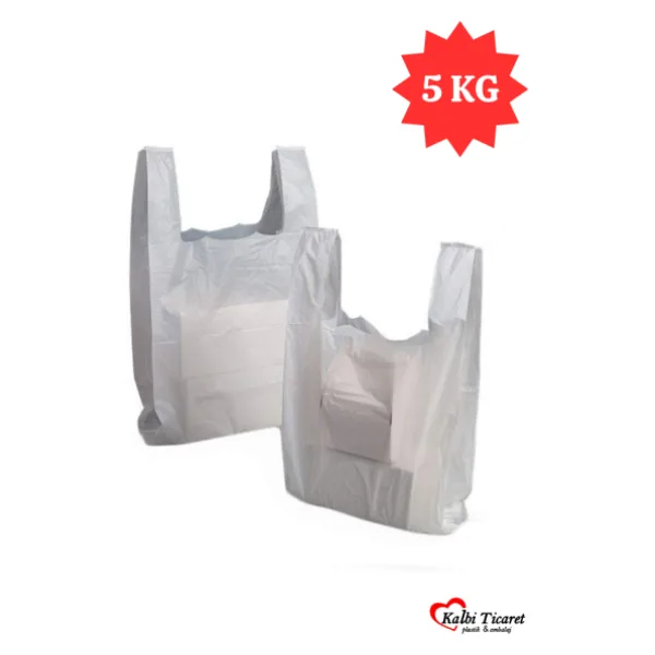 Kalın Kırık Beyaz Poşet Orta Boy 5 Kg Hışır Atlet Poşet Market Manav Poşeti Çöp Poşeti