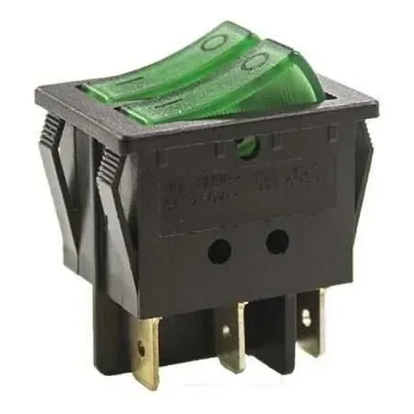 KCD4 İkili Işıklı ON-OFF Switch Yeşil 6 Pin