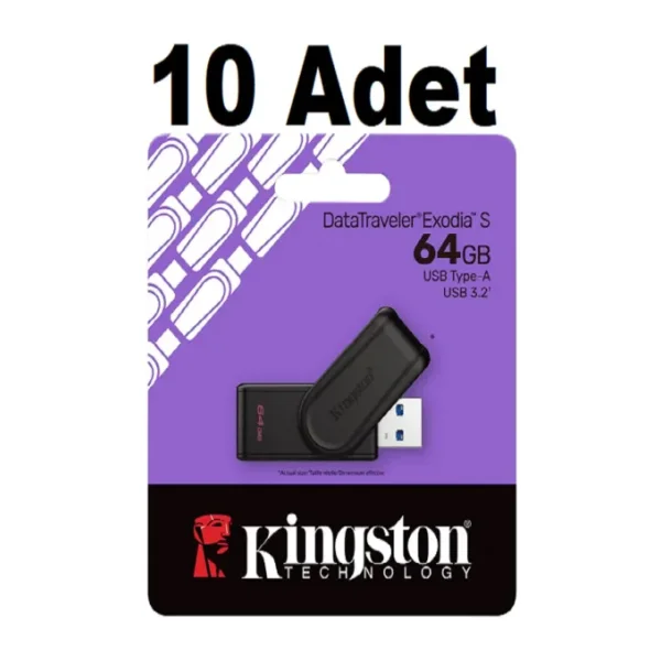 Kingston 10 adet DataTraveler Exodia S 64GB DTXS USB 3.2 Gen.1 USB Flash Bellek