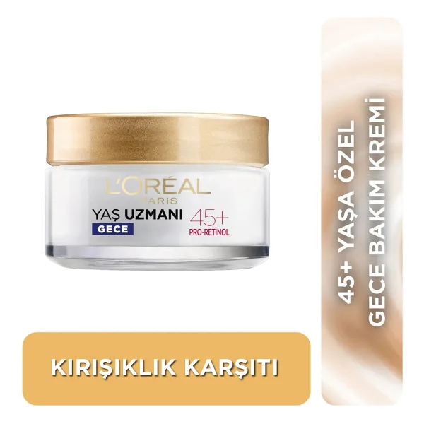 L'Oreal Paris Yaş Uzmanı 45+ Kırışıklık Karşıtı Sıkılaştırıcı 50 ml Gece Kremi