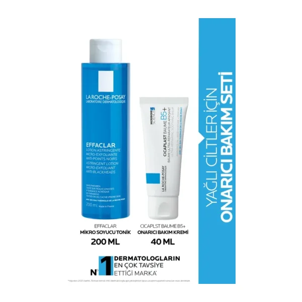 La Roche Posay Yağlı Ciltler İçin Onarıcı Bakım Seti: Effaclar Tonik 200ML& Cicaplast Onarıcı Bakım Kremi 40ML