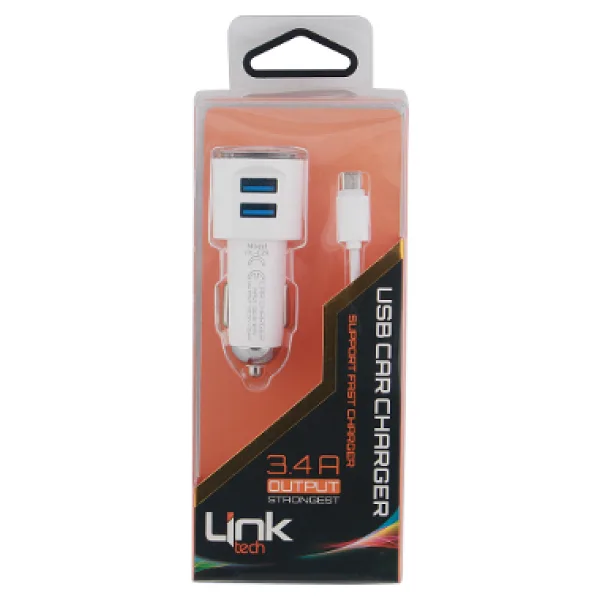 LINKTECH C291 CAR CHARGER 3.4A ÇİFT USB ÇIKIŞLI ARAÇ ŞARJ+ANDROID KABLO