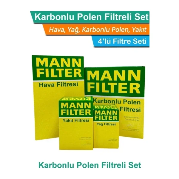 Mann Fılter VW Golf 7 1.6 TDI Dizel MANN Filtre Bakım Seti 2013-2019 (HAVA+YAĞ+YAKIT+KARBONLU POLEN)