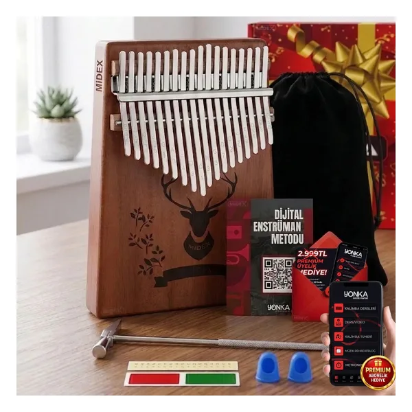 Midex KLX-456 Hakiki Maun Ağacı 17 Çelik Tuşlu Kalimba