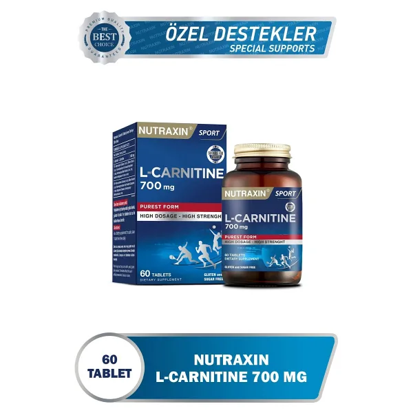 Nutraxin L-Carnitine 60 Tablet Yüksek Dozda Vegan Dostu İçerik Türkiye Menşeli