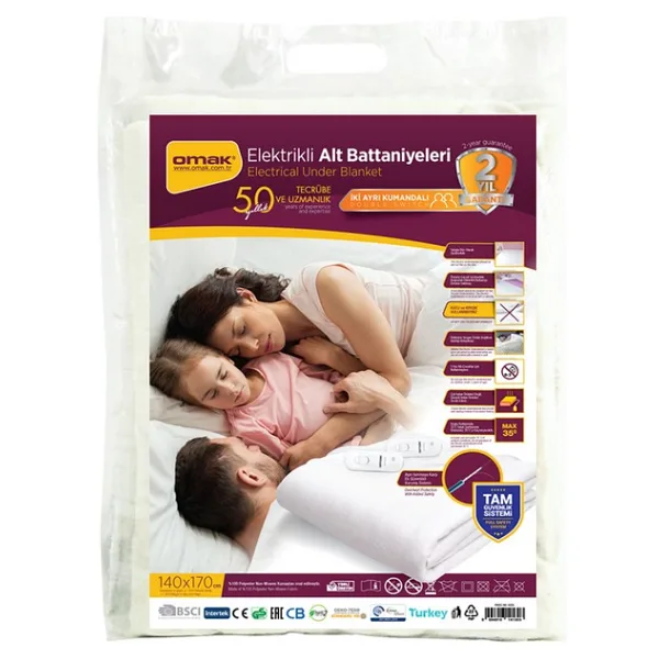 Omak Kıng Cotton Omak Ikiz Kumandalı Battal Boy Elektrikli Battaniye 140X170 - 1 x 32 x 27 cm - Beyaz