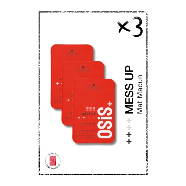 Osis Mess Up Mat Şekillendirici Macun 100ml X 3 Adet Orta Tutuş Mat Görünüm Kolay Şekil Esnek Wax - Şeffaf