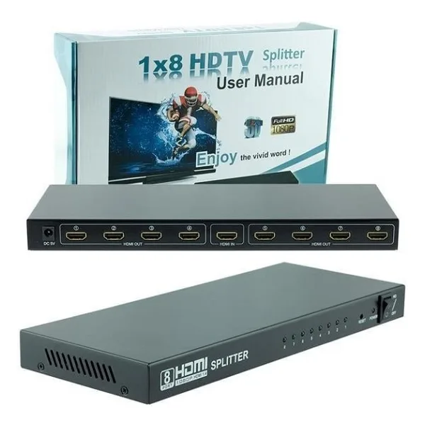 Powermaster Pm-14218 1 Giriş 8 Çıkış Port 1080P Fhd Hdmı Dağıtıcı Splitter (8Li Çoklayıcı)