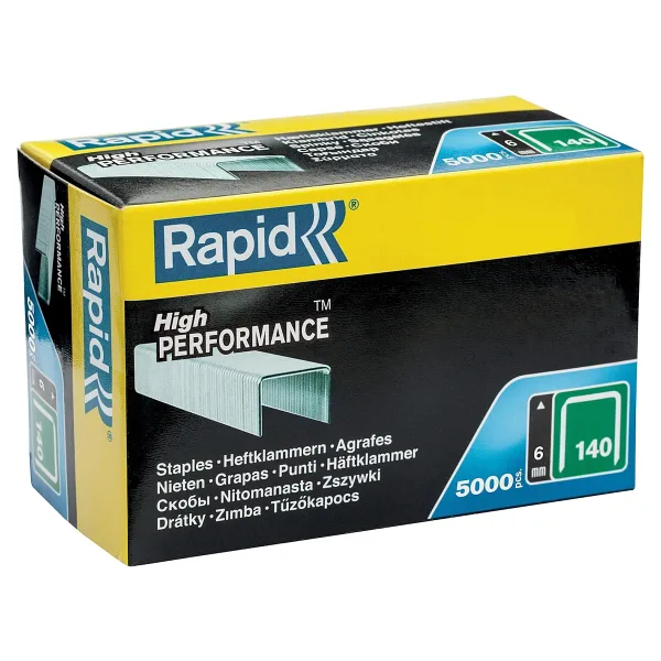Rapid Zımba teli Tip 140, 6 mm zımba, 5000 adet büyük paket, ahşap ve folyolar için yassı tel kıskaçlar