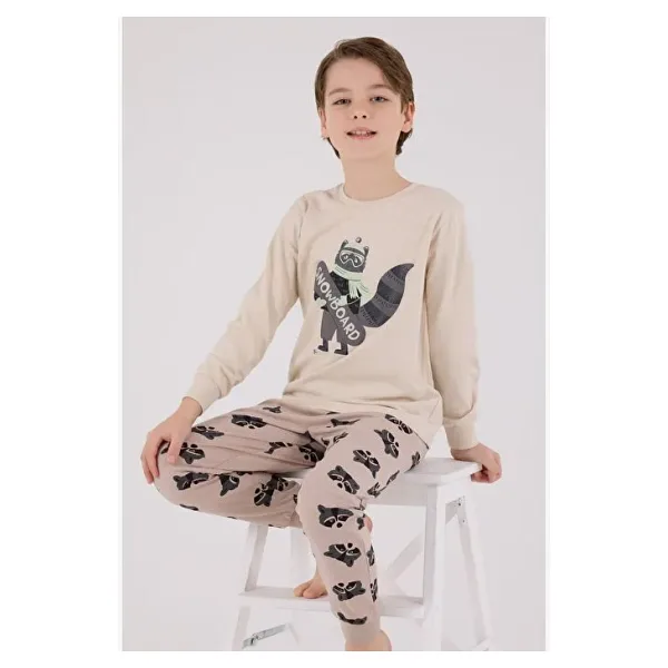 Rolypoly Erkek Çocuk Bej Pijama Takımı