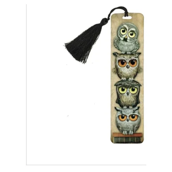 Sevimli Baykuşlar Baskılı, Püsküllü Kitap Ayracı (hediyelik Bookmark,ayraç-119)