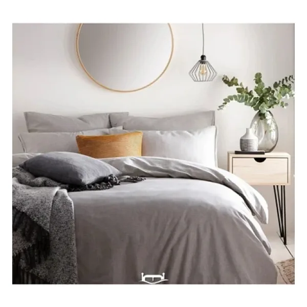 Sheri Home Basic Gri Çift Kişilik Nevresim Seti Düğme Detay 200x220 %100 Pamuk Newshinegrey01453020