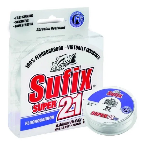 Sufix Süper 21 0.35mm 80m Clear Fluorocarbon Misina 9kg Çeker