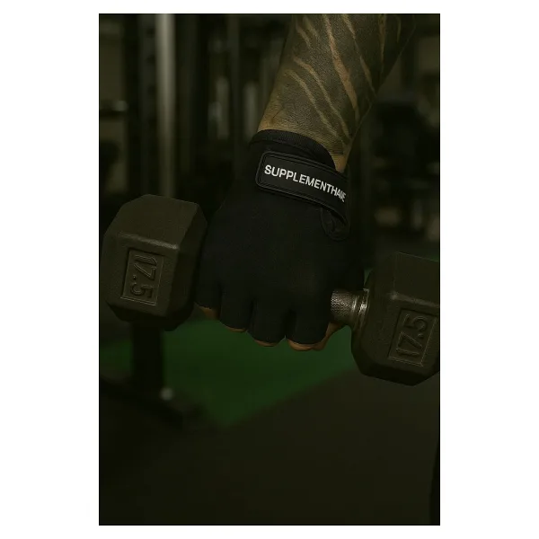 SUPPLEMENTHANE Fitness Ağırlık Body Sporcu Deri Eldiven - Siyah / Medium