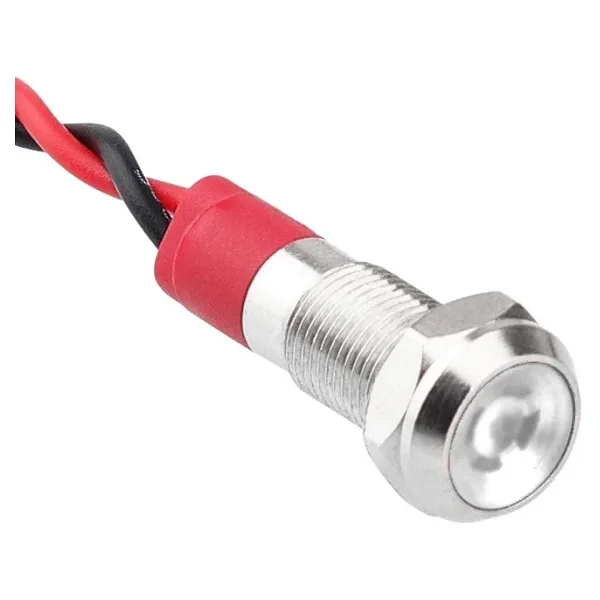 WD06L-P2 6mm 12-24V Kablolu Metal Sinyal Lambası - Beyaz