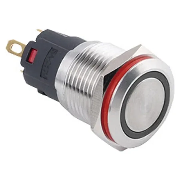 WD16A-P1Z-E 16mm Düz Anahtarlı Işıklı Metal Buton - Beyaz