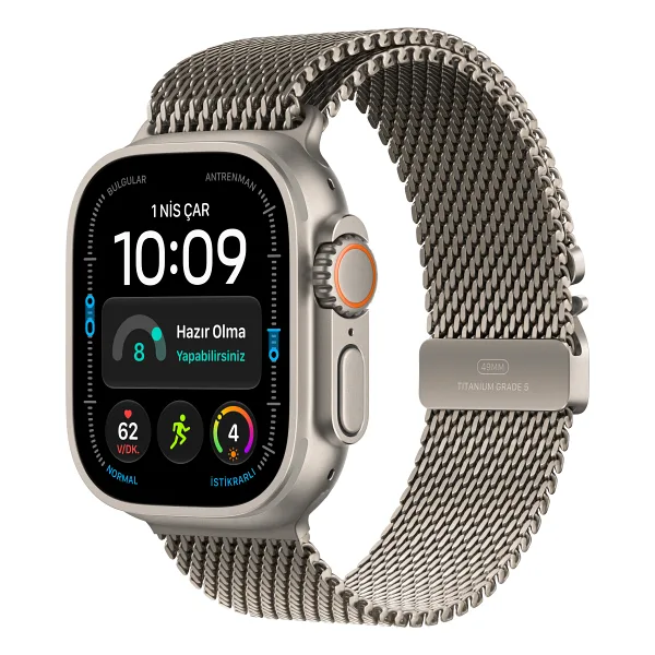 Apple Watch Ultra 3 GPS + Cellular 49mm Natürel Titanyum Kasa ve Natürel Titanyum Milano Loop Kordon Akıllı Saat