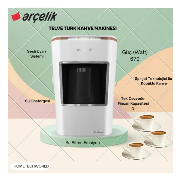 Arçelik Telve Beyaz Türk Kahve Makinesi